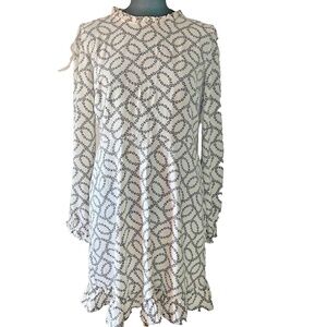 LOFT Ruffled Floral Flounce Dress Ivory